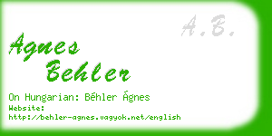 agnes behler business card